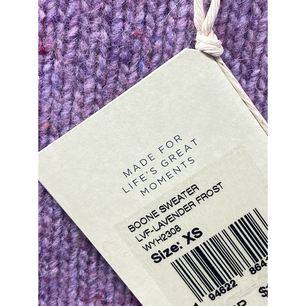Faherty Women's Boone Merino Wool‎ & Alpaca Blend Sweater Purple Puff Sleeve XS - Picture 6 of 6